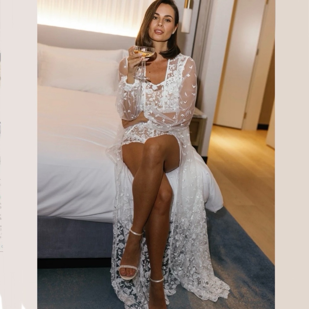 Adele Lace Maxi Bridal Robe